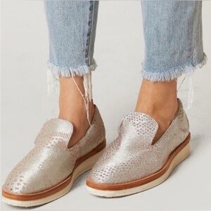 Free People Metallic Silver Loafers